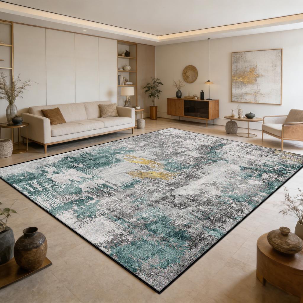 Abstract Decoration Large Area Living Room Rugs Ink Wash Light Luxury Washable Carpet for Bedroom Dining Room Non-slip Foot Mat