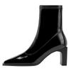 Aphixta 7cm High Heel Stiefeletten Weiß Schwarz Einfarbig Lackleder Damenschuhe Elegant Spitz Reißverschluss Winterstiefel