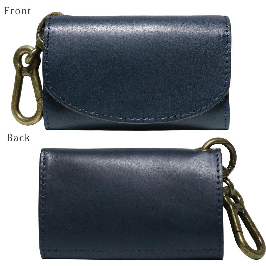 Bercute Black Tochigi Leather Key Key Genuine Leather with Coin Purse and Smart Key Key Popular Case, 4-Ring Ring, Carabiner, Compatible, Slim,