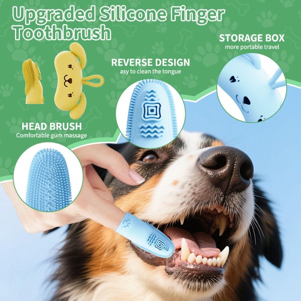 Soft Silicone Cat Toothbrush Double-sided Pet Teeth Cleaning Tool Dog Finger Toothbrush  Puppies