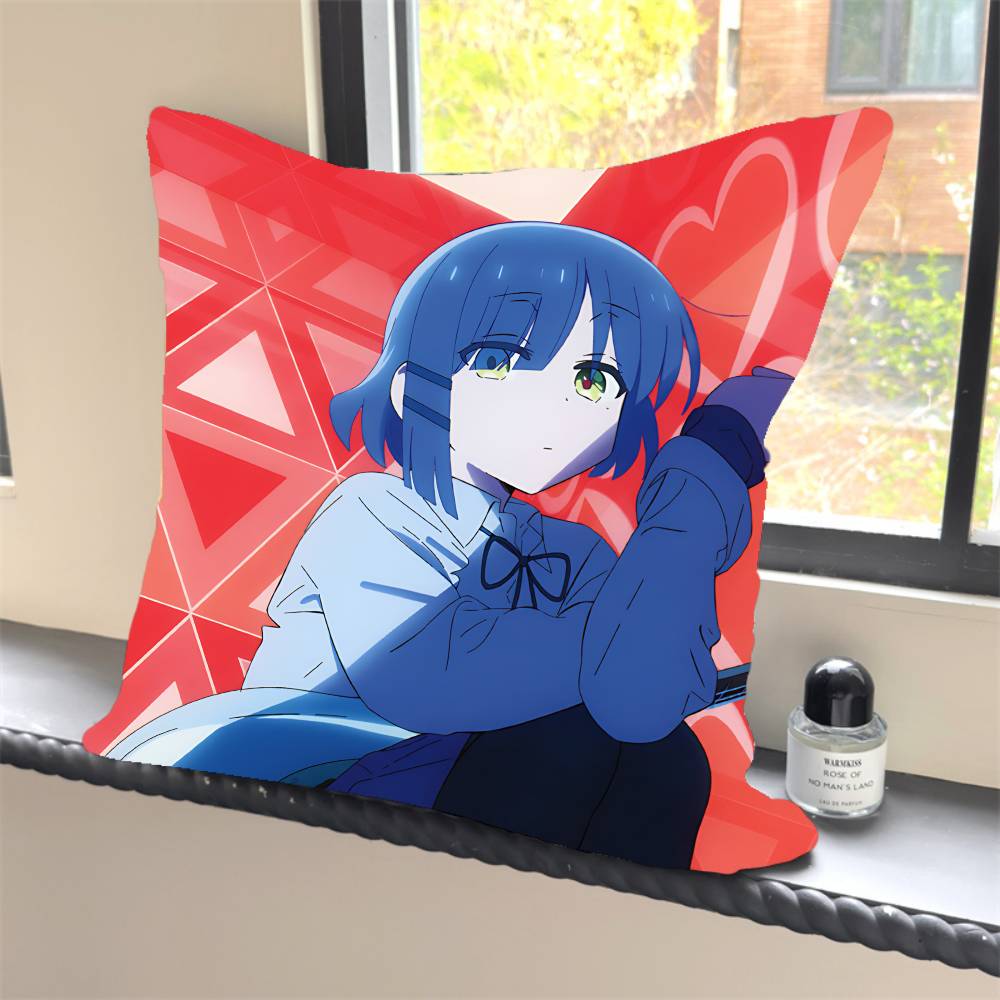 1PC Anime Bocchi The Rock Pillow Case Square  Bedroom Sofa Leisure Comfort Cushion Car Home Decoration Pillowcase 40x40