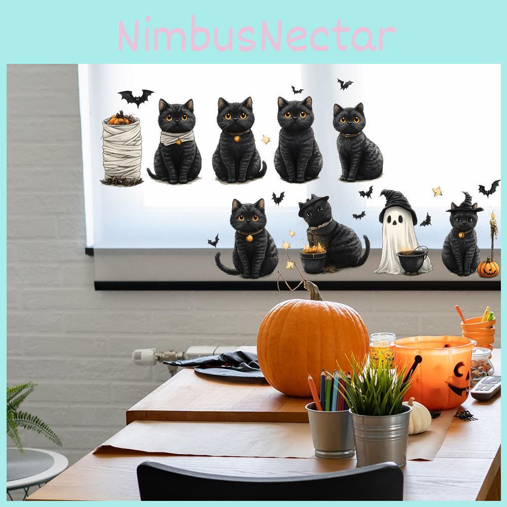 Cute Halloween Black Cat Bat Ghost Bedroom Home Decoration Wall Stickers