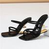 Fashion Liyke Fashion Chic Metal Fretwork Wedges Slippers Women Cozy Leather Narrow Band Summer Shoes Gold High Heels Gladiator Sandals