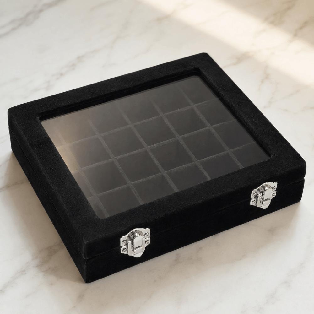 Black Black Velvet Jewelry Display Box Divided Compartment Nail Art Decoration Container For Women
