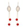 New Hollow Leaf Náušnice Statement Elegantní Red Learl Ear Line Korea Fashion Dlouhý střapec Dangler Ženy Svatební šperky