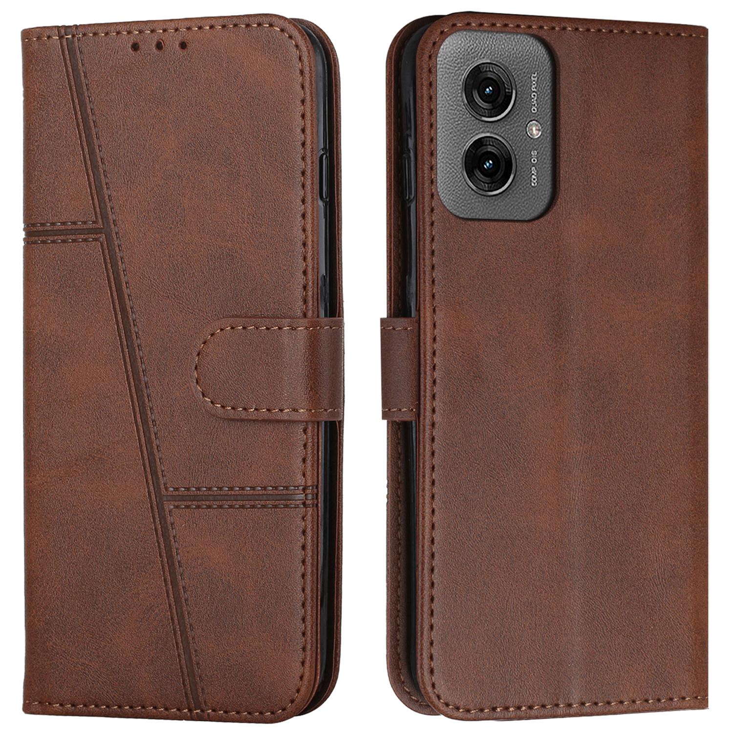 

For Motorola Moto G55 5G Case Stand Flip Protective Leather Phone Cover Brown