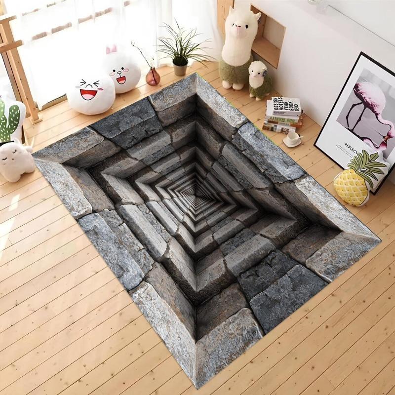 Visual 3D Hole Carpet Endless Abyss Illusion Rug Living Room Bedroom Decoration Floor Mat Trick Funny Mat Home Decoration Rug