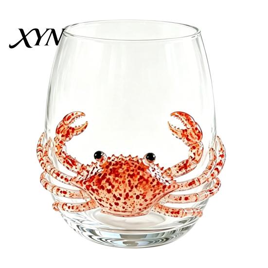 Transparent Octopus Motif Glassware 12oz Water Cup, Embossed Design, Hand Painted Marine Style Decorative Ocean Theme Barware Drinking for Lovers Home