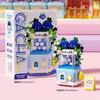 New Banana Peach Fruit Shop Store Street View Gacha House Building Blocks Kit, Girls Bricks Model Gift Kids Assembly Toy