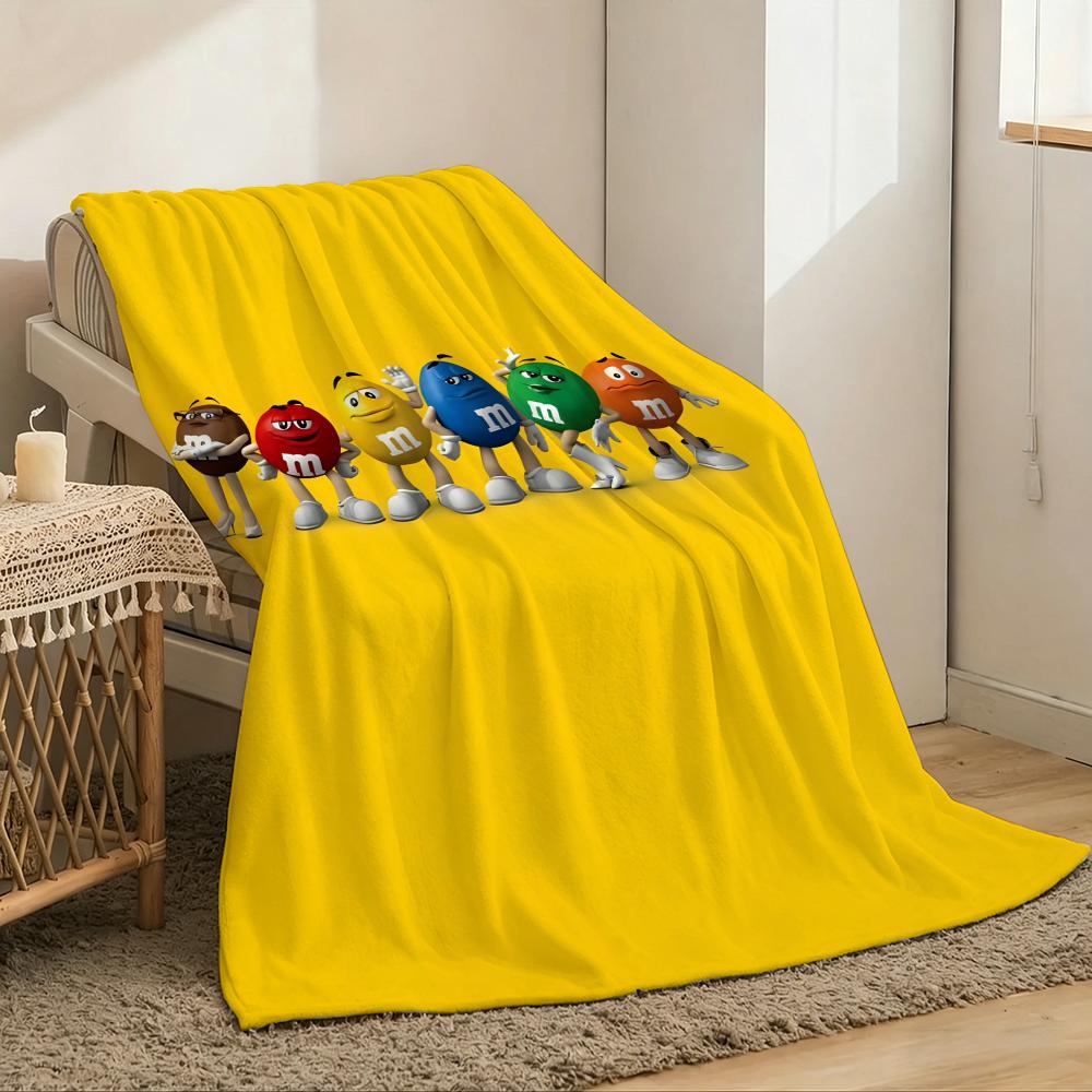 M&M's Throw Lightweight 240g Flannel Blanket Soft Skin-friendly for Summer Cooling