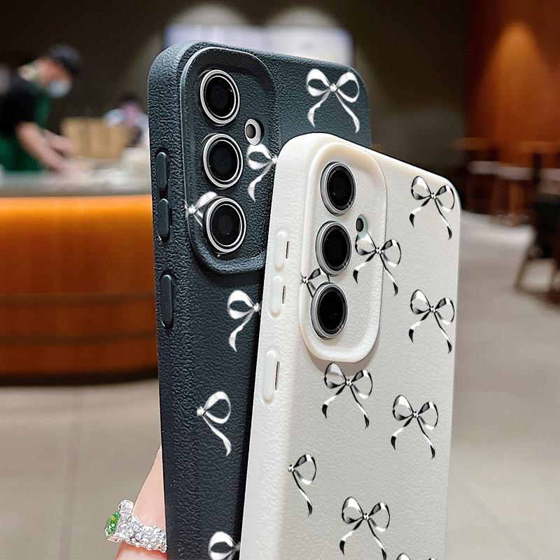 Husă TPU cu Textură de Piele cu Imprimeu Fundă pentru Samsung S25 Ultra S24 FE S23 S22 A36 A56 A16 A55 A26 A15 A35 Subțire Mată Rezistentă la Șocuri Moale