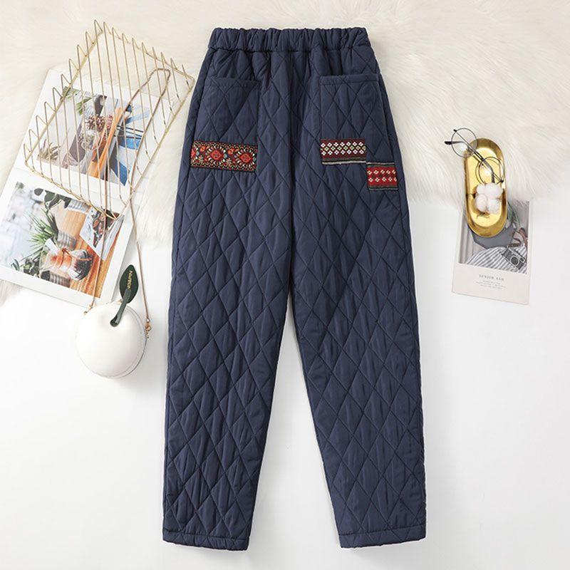 

Ромбовидные брюки из искусственного пуха и шелкового хлопка, ретро-пэчворк, брюки-галифе женские XXXXL