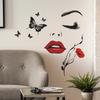 Beautiful Red Lips Woman Butterfly Wall Sticker Self-Adhesive Removable for Bedroom Living Room Entrance Home Decoration