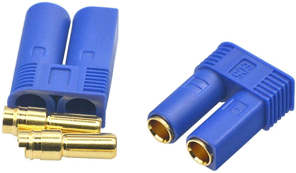 Set of 5 Pairs EC5 Male-Female Connectors – High Conductivity – Ideal for RC Model Batteries – Blue – Polyester
