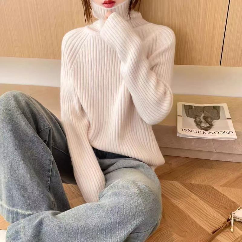 

Lazy wind soft waxy loose turtleneck pullover women s autumn and winter new thin versatile knitted bottoming shirt top One size