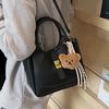 Popular Simple Lychee Pattern Niche Commuter Style Portable Bucket Bag Women's Casual Solid Color Versatile Messenger Bag