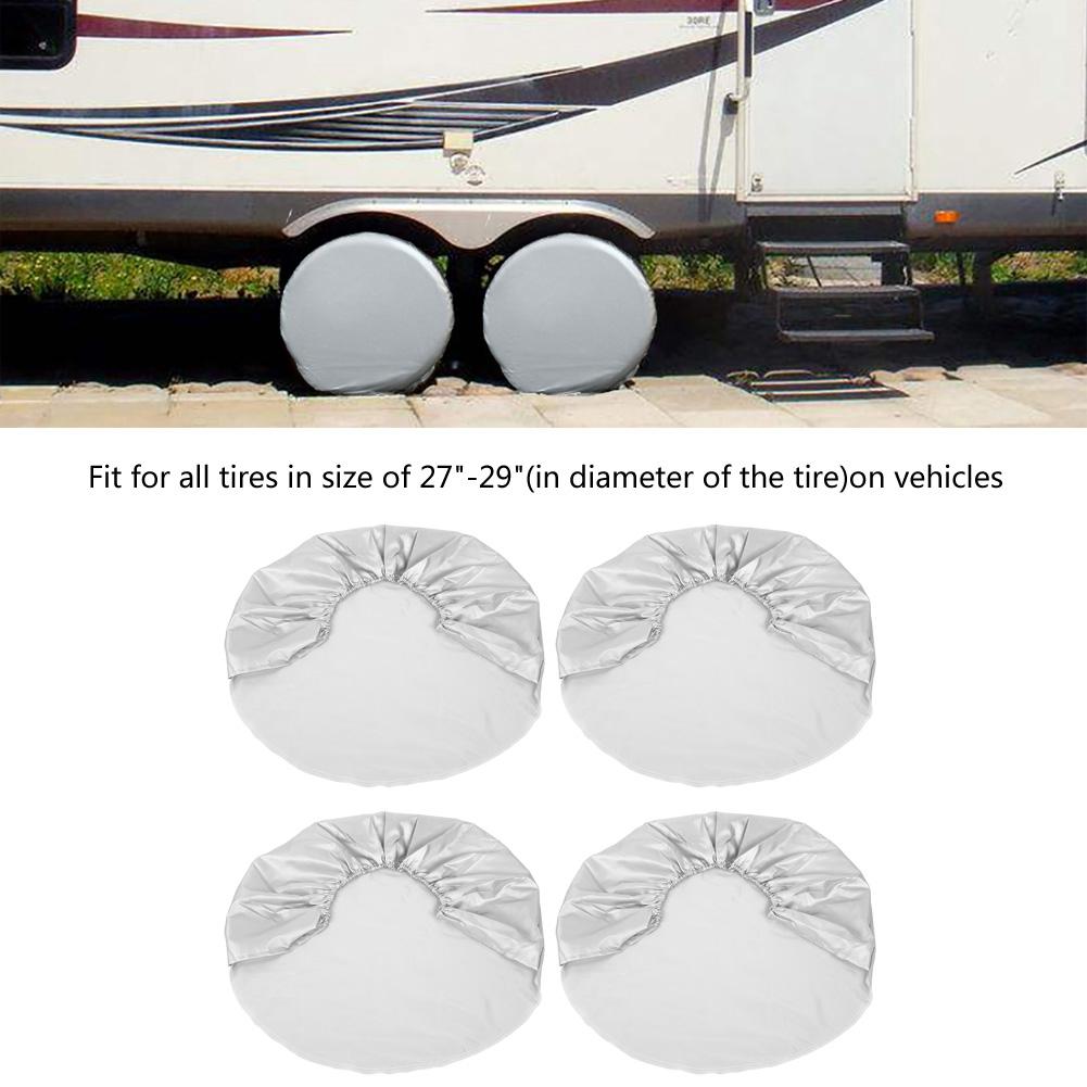 4Pcs 27"29" Wheel Tire Tyre Silver Protection Cover for Car Jeep RV SUV Truck Trailer