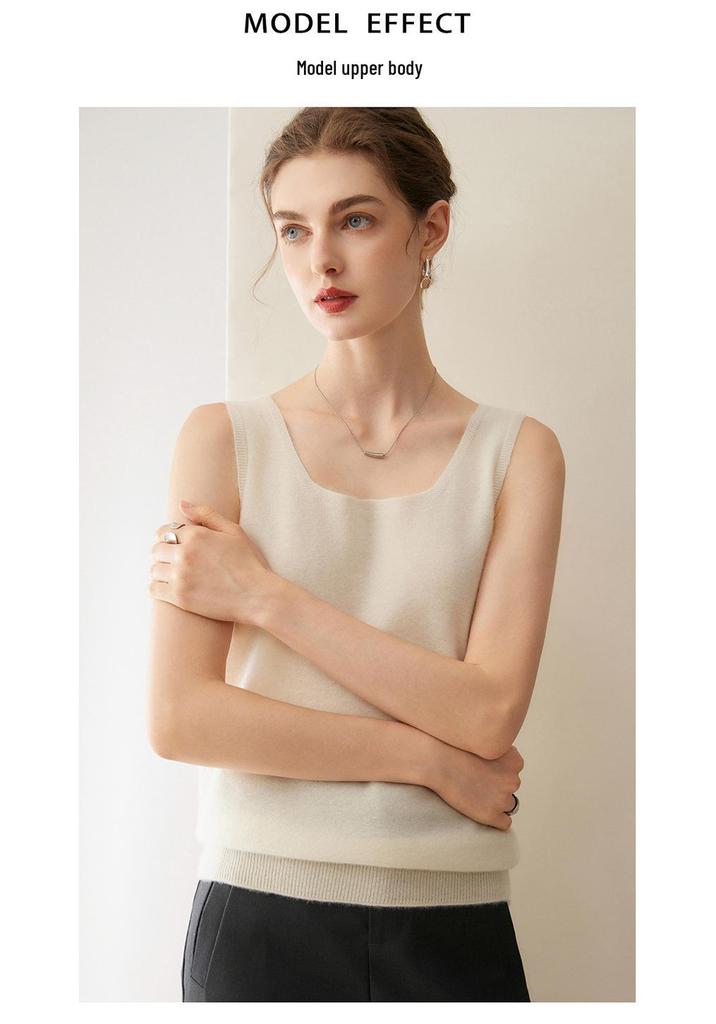 Lekasha Damen 100% reines Kaschmir ärmelloser Strick-Camisole