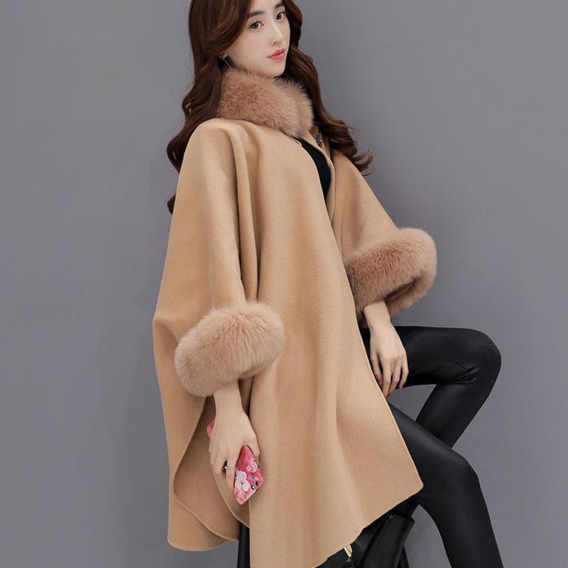 Thickened Woolen Coat Women Autumn Winter Coat Rabbit Collar Women's