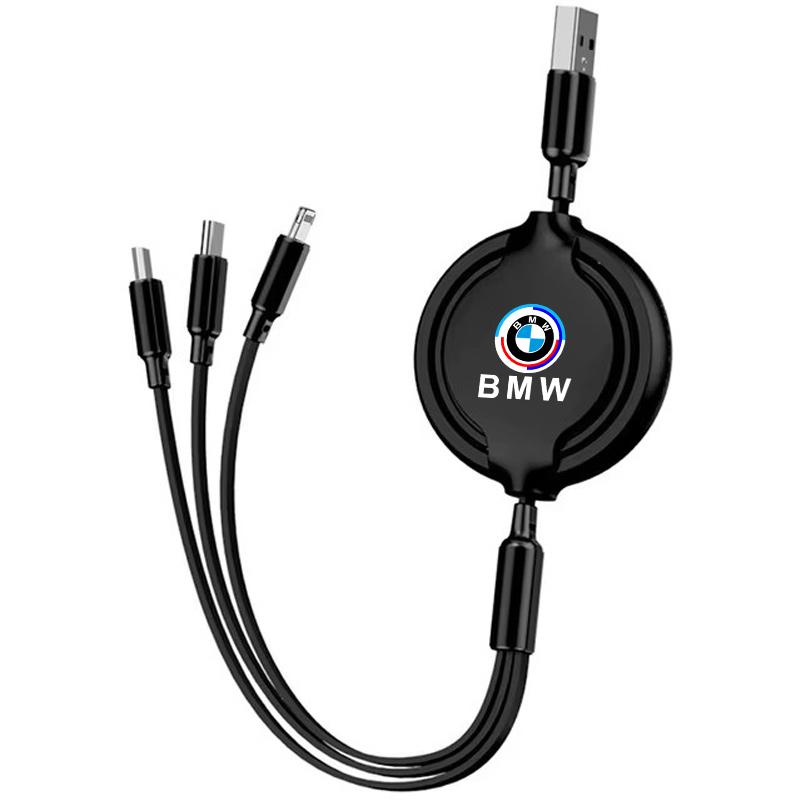 3-in-1 Interface Car Chargers Data Cable Safe Fast Charging for BMW 50th Anniversary M M3 M5 G42 G30 G20 E39 E36 E87 E53 F30 F15