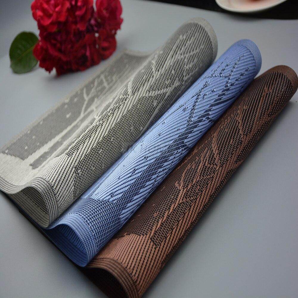 6Pcs/lot 3 Colors Blue Cartoon Dinner Placemats PVC Place Table Mats Forest Tree Tableware Dinnerware Lovely Kitchen Table Pads