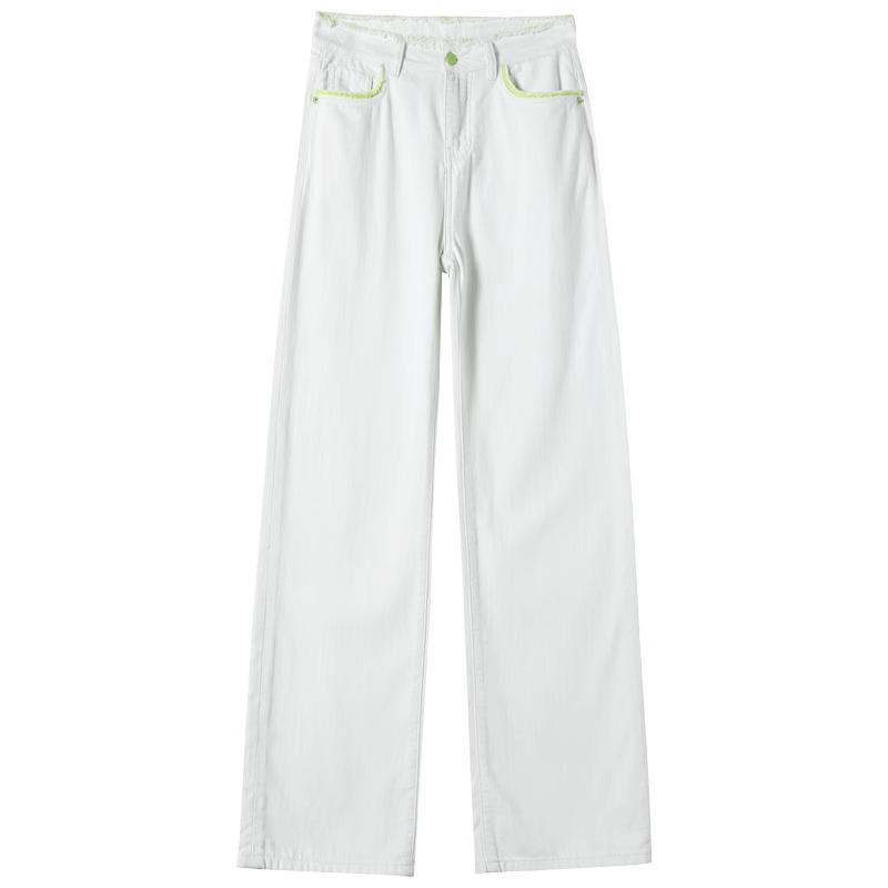 Women's High-Waisted Slim Straight-Leg Tencel Jeans - Summer 2025 Collection, White Wide-Leg Design
