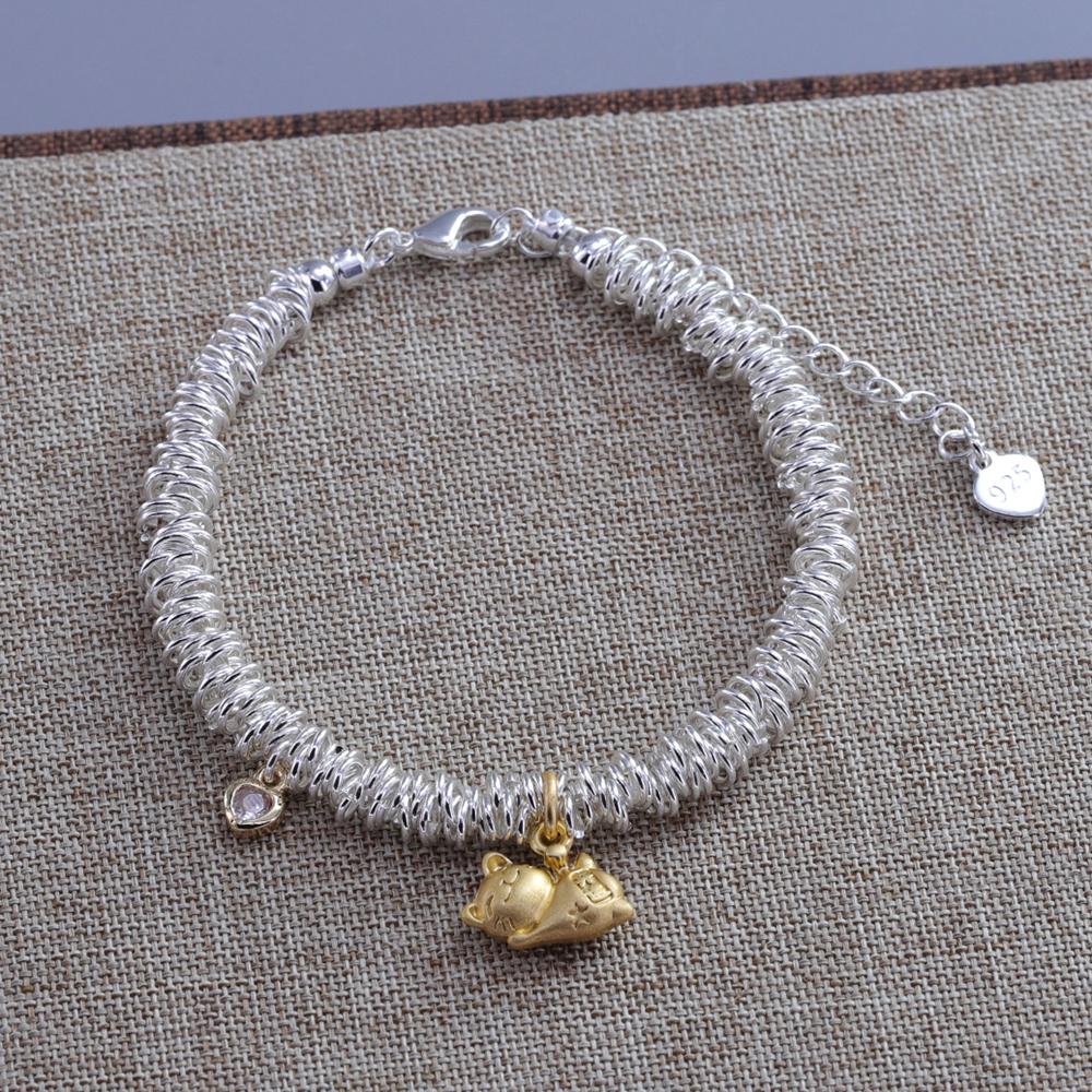 925 Sterling Silver Thai Silver Bracelet for Women Vintage Geometric Heart Love Lucky Punk Jewelry 2026 New