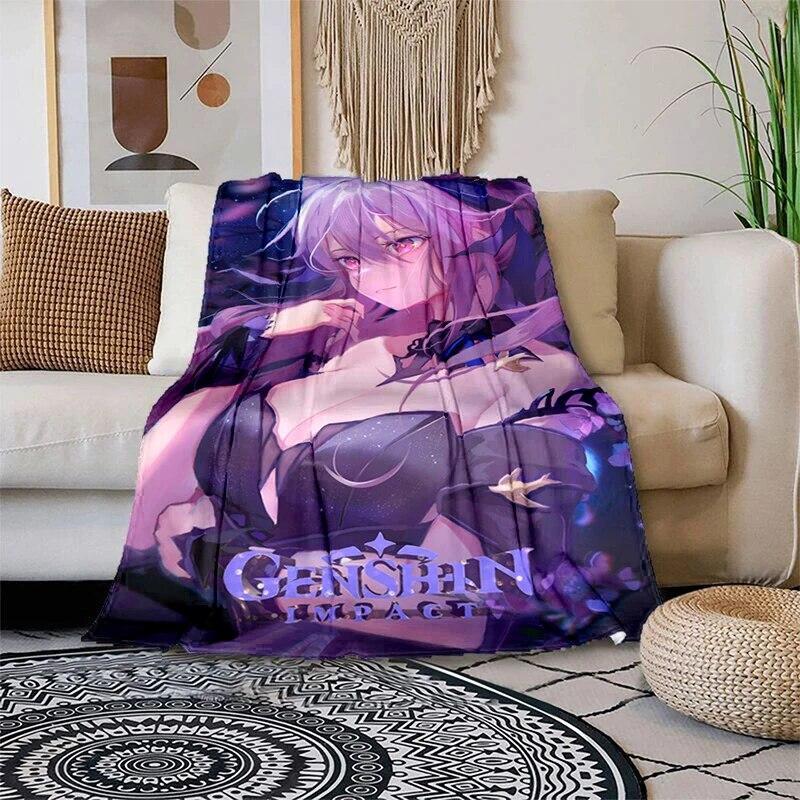 Genshin Impact Měkká plyšová rozkládací pohovka házecí kreslený moderní flanelový povlak na deku Gedruckt Bettdecke Geschenk piknikové deky