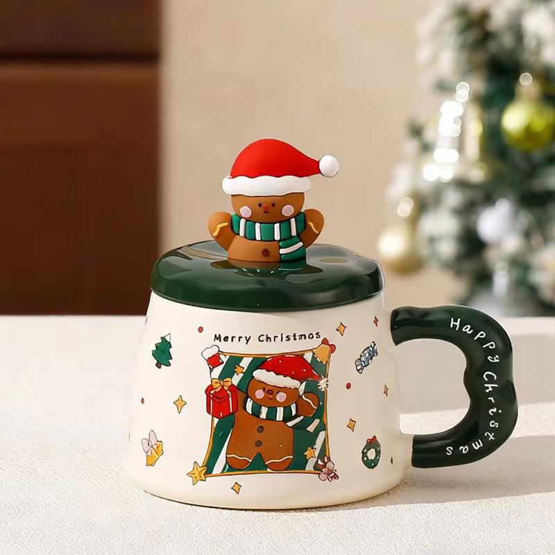 

Na s Santa Claus Cup Mug Christmas Day Ceramic Cup with Lid Souvenir Couple Coffee Water Cup 400ml