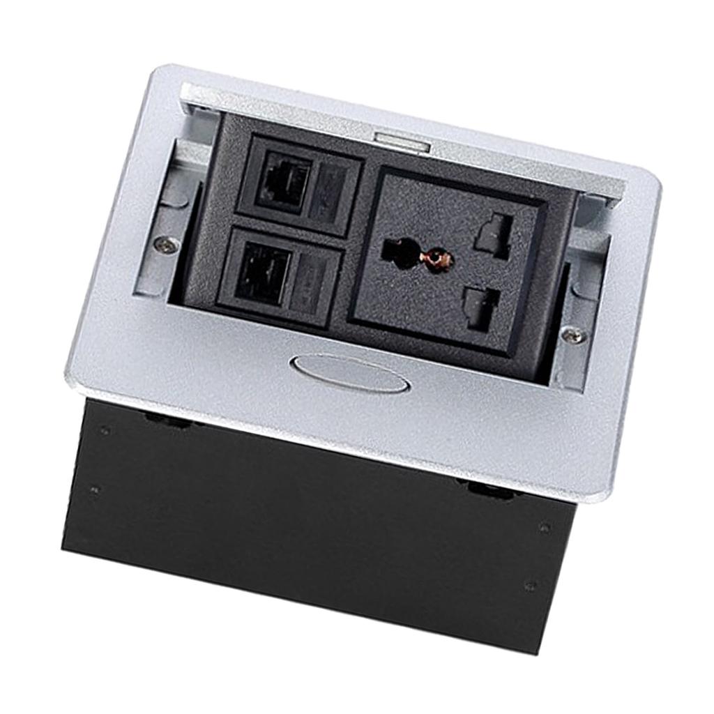 Table Connection Box Conference Room Countertop Desktop Socket Electrical Outlet Strip With 2 Networ