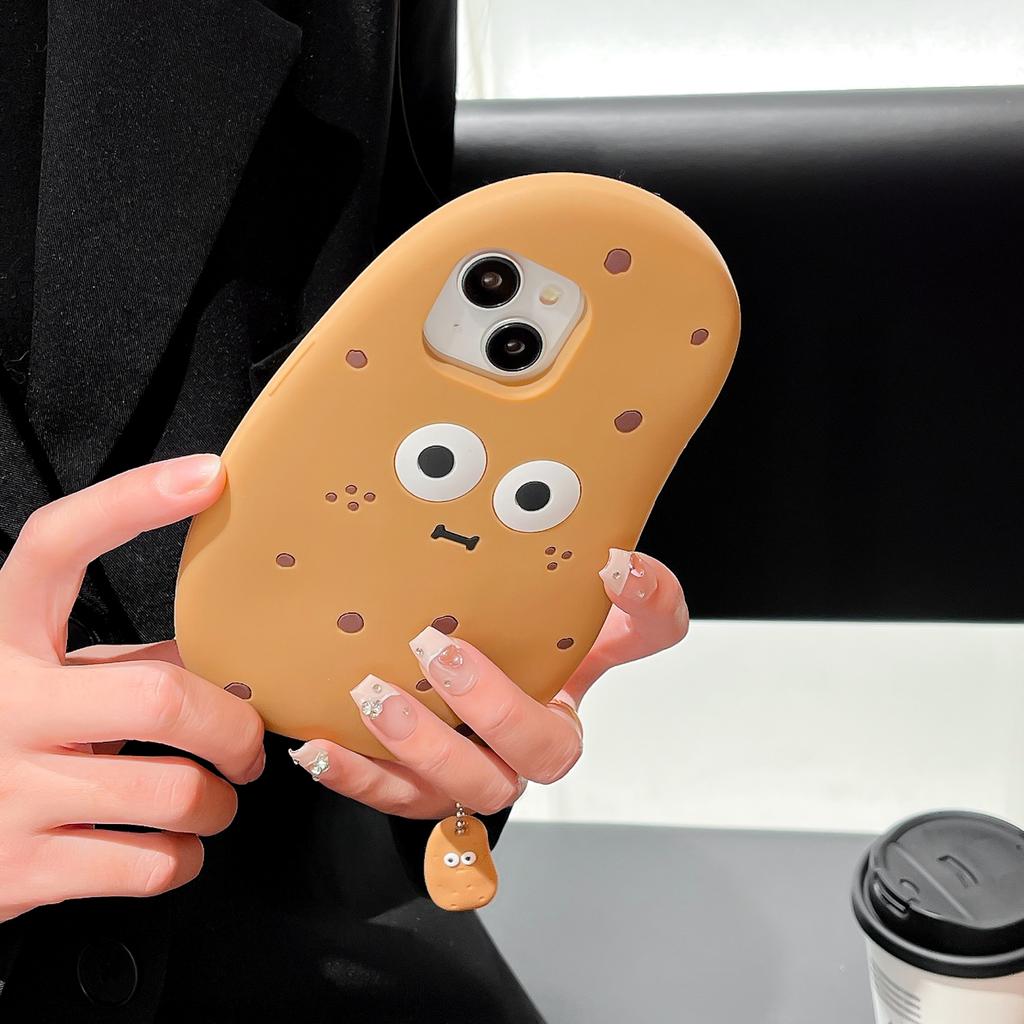 For iPhone 15 Silicone Case Cute 3D Potato Design Shockproof Phone Back Cover