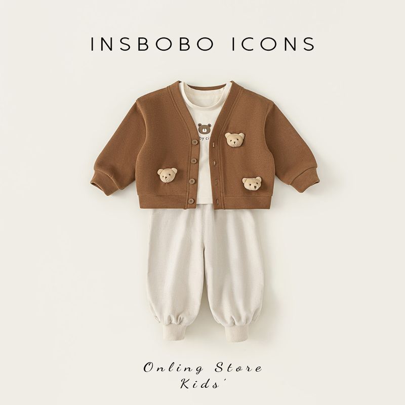 Baby Autumn Girl Little Boy Casual Knitting Cardigan Curry color 73