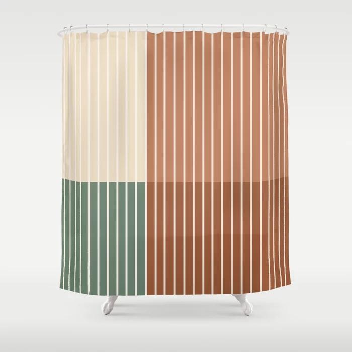 Simple Colorful Line Pattern Bathroom Curtain, Home Decoration, Waterproof Bathtub, Creative Personality Shower Curtain