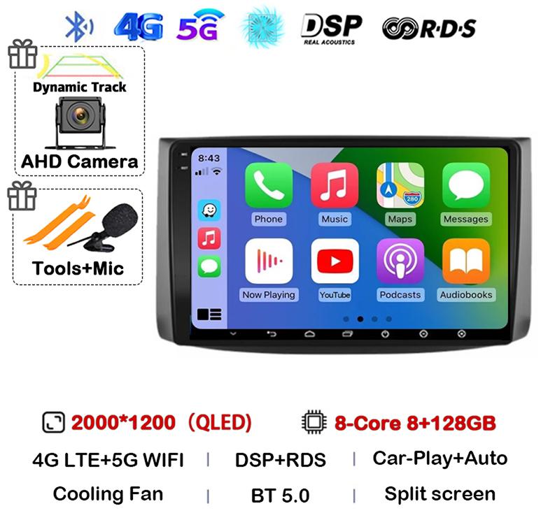 Android 14 Carplay Auto For Chevrolet AVEO T250 2006 2007 2008 2009 2010 2011 2012 Car Radio Multimedia Player GPS Stereo WIF+4G