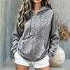Damen Lässiger Lockerer Kurzer Kapuzen-Reißverschluss-Strickjacke