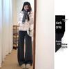 Women's High Waist Gray Sweatpants - Spring Autumn 2025 Collection, Slimming Straight Leg, Drape Design, Casual Wide-Leg, Autumn Winter Style