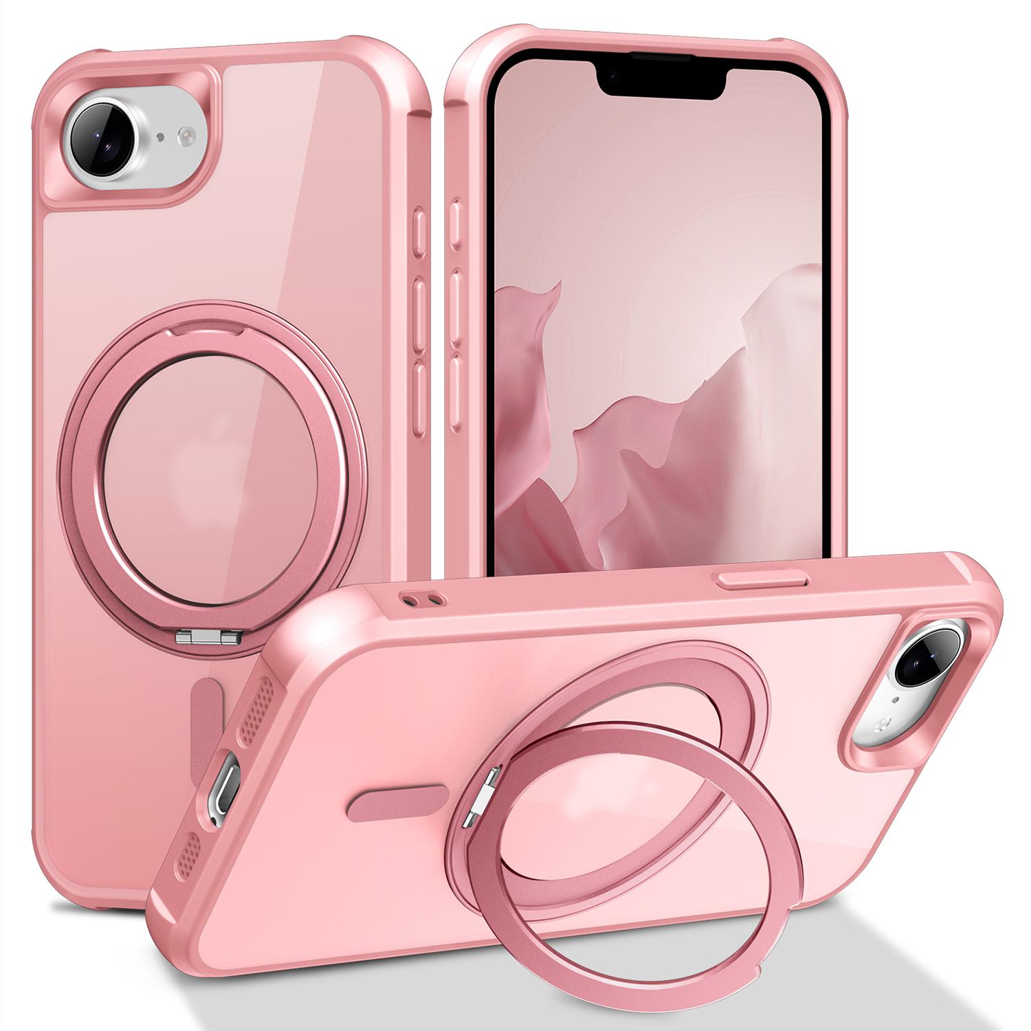 

For iPhone 16e Case Magnetic Rotatable Ring Kickstand TPU + PC Phone Cover B