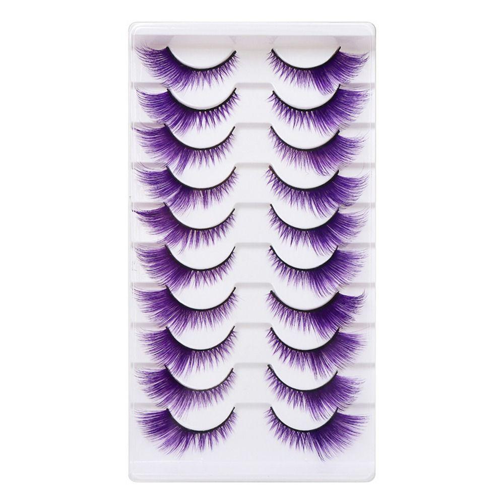 10 Pairs Cat Eye Eyelashes Eyelash Extension 3D Mink Lashes Colored False Eyelashes  Stage Makeup