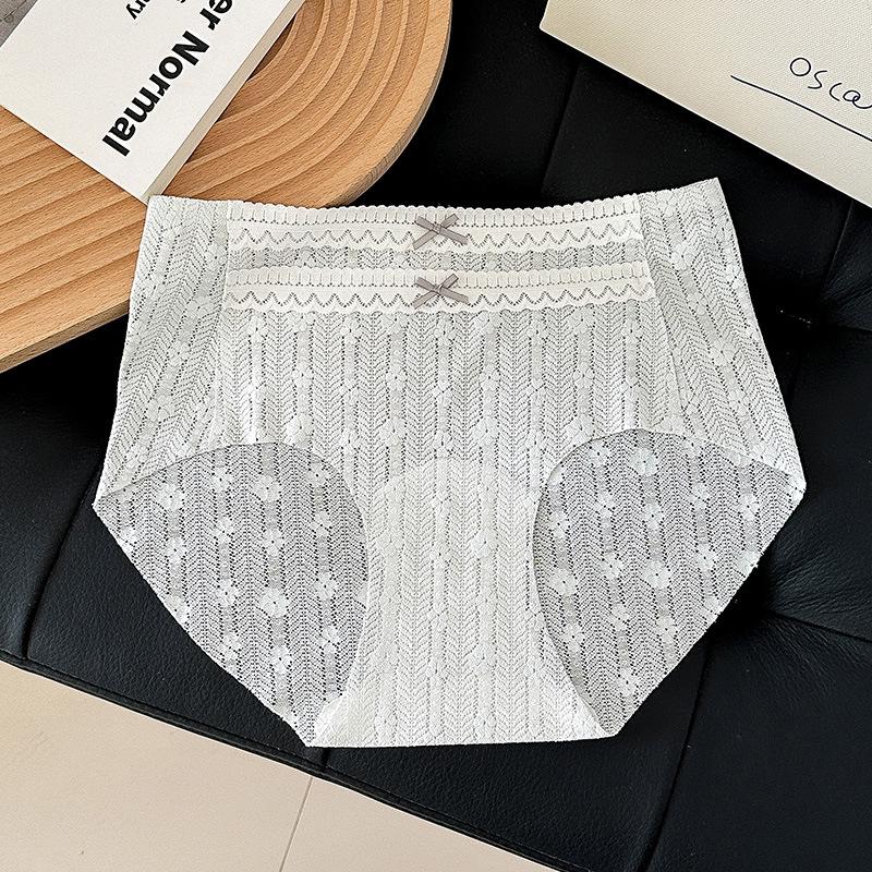 Women's Summer Jacquard Lace One-piece Non Trace 10A Antibacterial Briefs