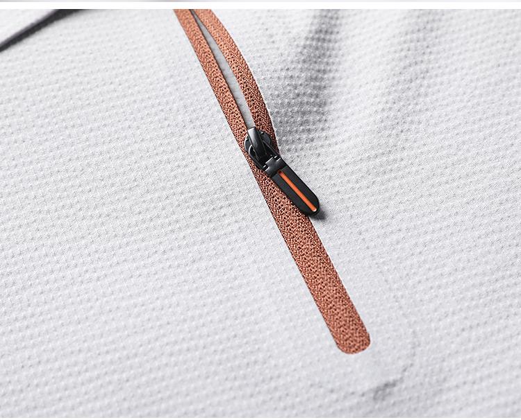 10A Antibacterial Zipper Top Texture Brocade Ammonia Four-sided Elastic Cooling Sunscreen Men's Short-sleeved Polo Shirt