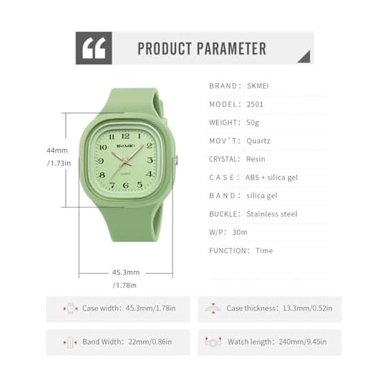 Square Watch for Women, Silicone, Waterproof, Sports, Cute, Student, Simple, Arm Watch, For Women, Stylish, Casual, Arabic Numerals, Easy To Read
