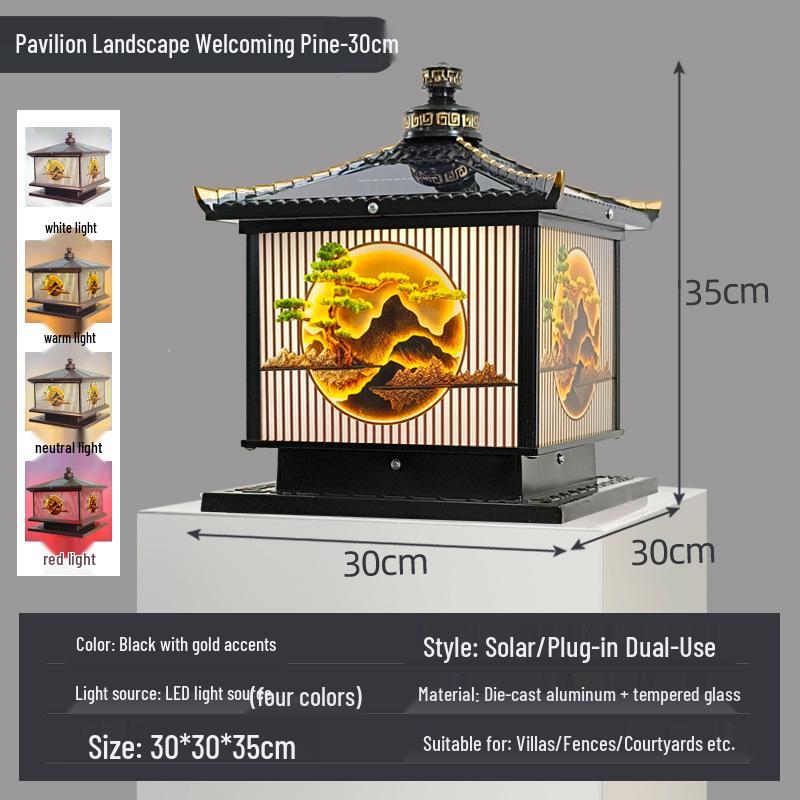 Waterproof Aluminum Solar Post Light for Outdoor Courtyard or Villa Entrance