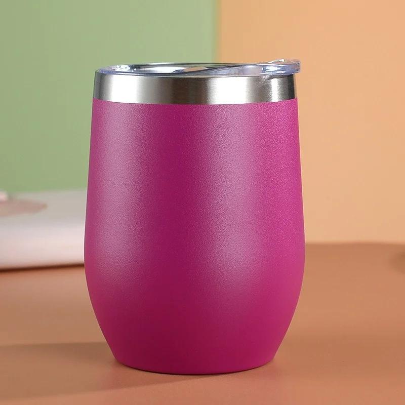 350ml Insulated Eggshell Shaped Water Cup Stainless Steel Wine Glass Double-layer Vacuum Travel U-shaped Red Wine Coffee Mugs