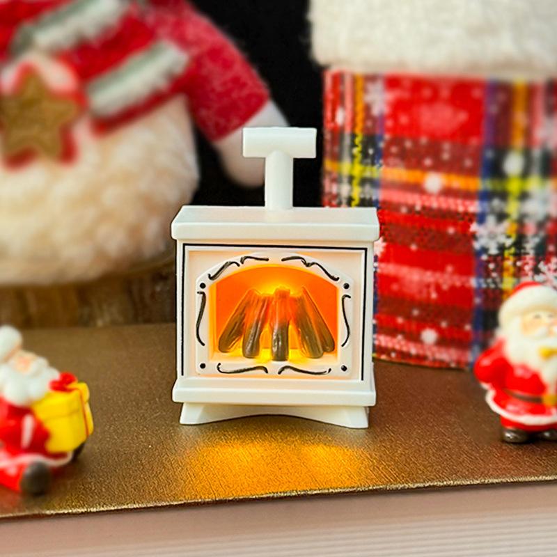 Christmas Simulated Fireplace Night LightsChristmas Mini Fireplace Decorative Ambient Lights