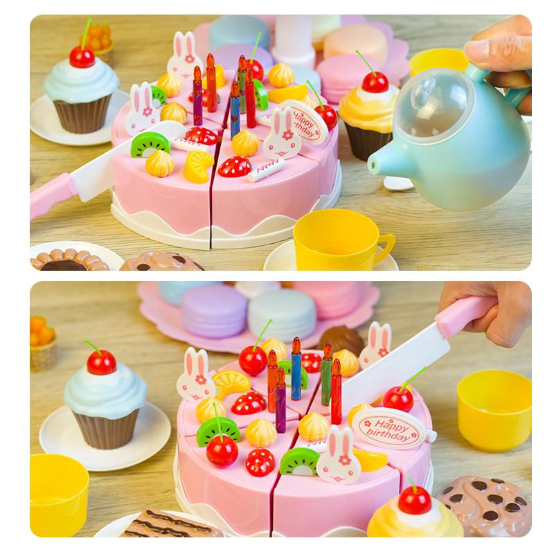Girl Toy Cake DIY Minature Food Simulation Pretend Play Kitchen Set Tea Kid Cut Game Education Children Toys For 3 Year Birthday