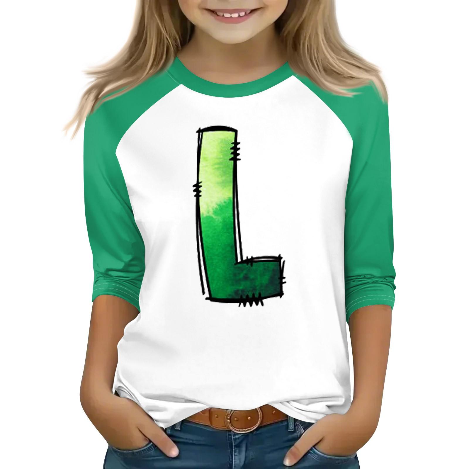 

Топы для девочек 4-16 лет с круглым вырезом и рукавами 3/4 Футболки Модные топы Наряды Футболки 120