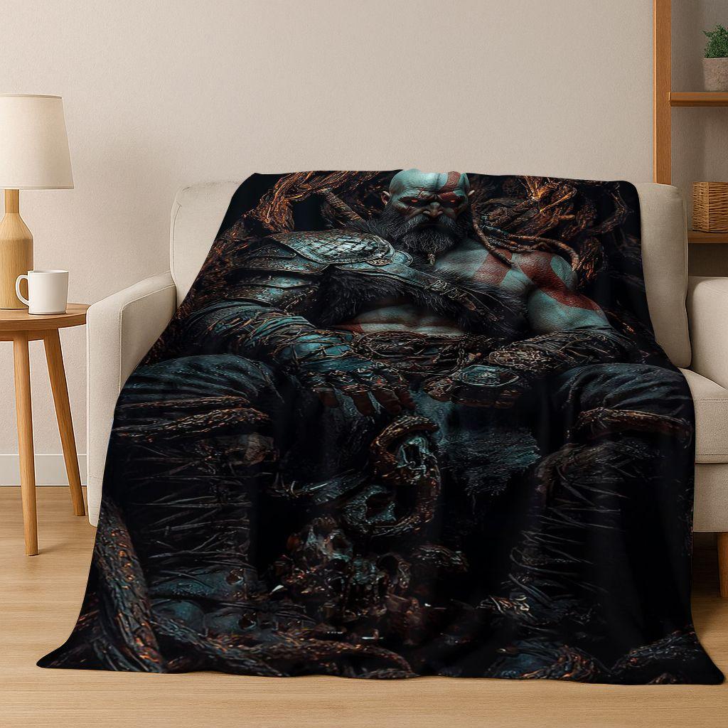 3A Classics God of War Kratos Game Gamer Flannel Blanket,Warm and Cozy Soft Throw Blanket for Home Bedroom Bed Sofa Kid Gift