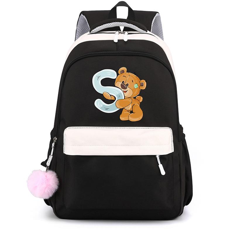Mały Miś 26 Angielskich Liter Tornister Kawaii Uczeń Tornister Cartoon Bookbag Plecak Mochilas Plecak Nastolatek dla Dziewczynki Prezent