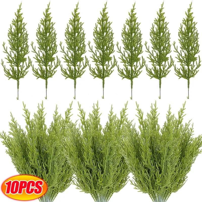 1-10PCS Christmas Artificial Pine Needles Branch Xmas Tree Wreath Green Fake Plant For Home Decor Wedding Bouquet DIY Gifts Box