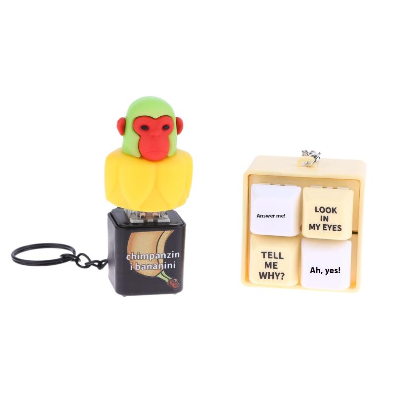 Creative Monkey Keyboard Figure With Voice Decompression Button Keychain Pendant Fun Decompression Toy